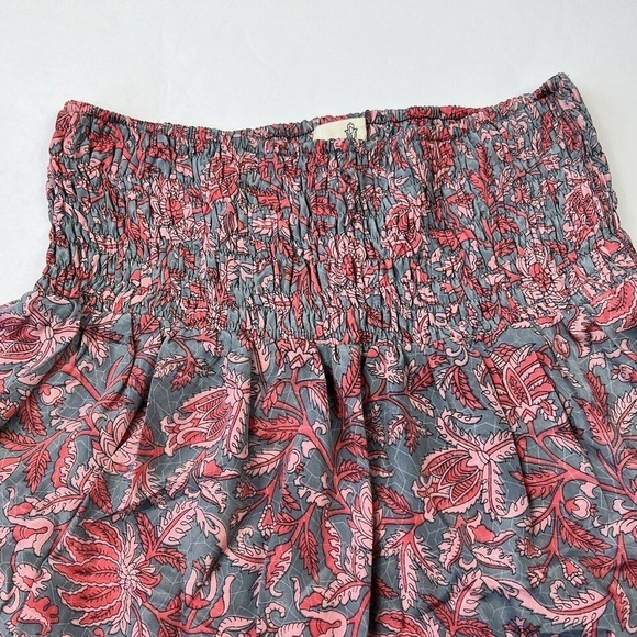 Perry Walker Smocked Tiered Silk Mini Skirt Size M 3 Julia Gray Pink - Picture 3 of 9